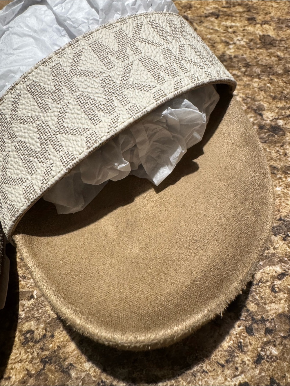 Michael Kors White and Tan Logo Strap Women's Sandals - Picture 6 of 6